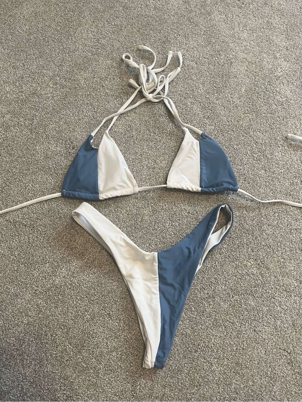 Blue & White Triangle Bikini Set - Women Swim